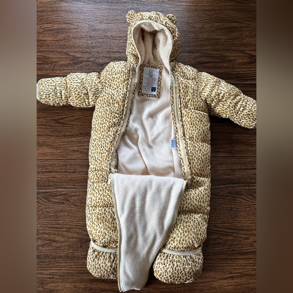 GAP Tan Leopard Print Baby Snowsuit